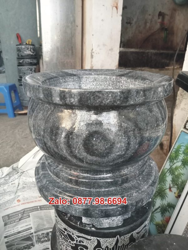 Bát nhang đá đen cẩm thạch